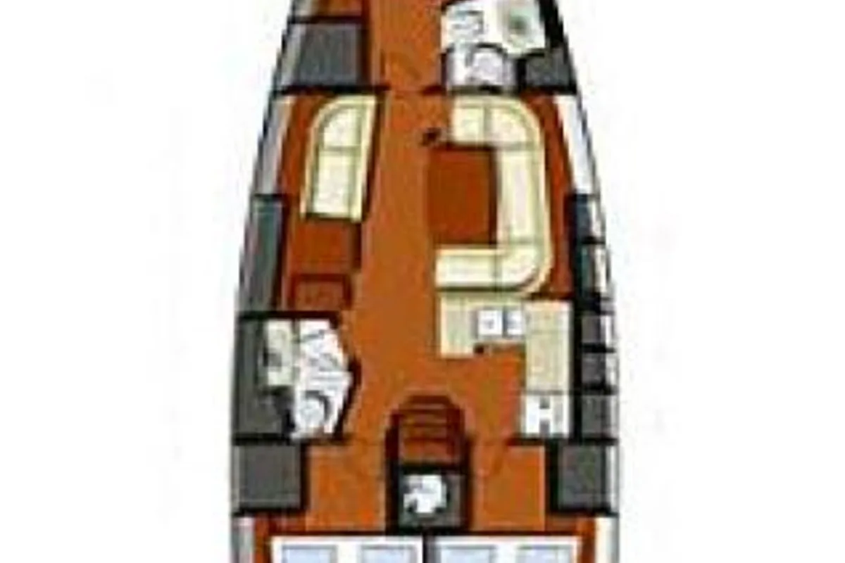 Floor plan of Margot, a Jeanneau Sun Odyssey 42i Performance sailboat at Olbia, Italy