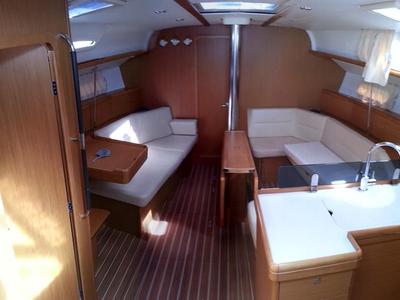 Salon of Margot, a Jeanneau Sun Odyssey 42i Performance sailboat at Olbia, Italy