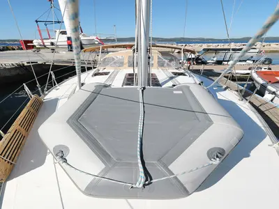Deck of Lupe, a Bavaria Cruiser 37 sailboat at Zadar, Croatia