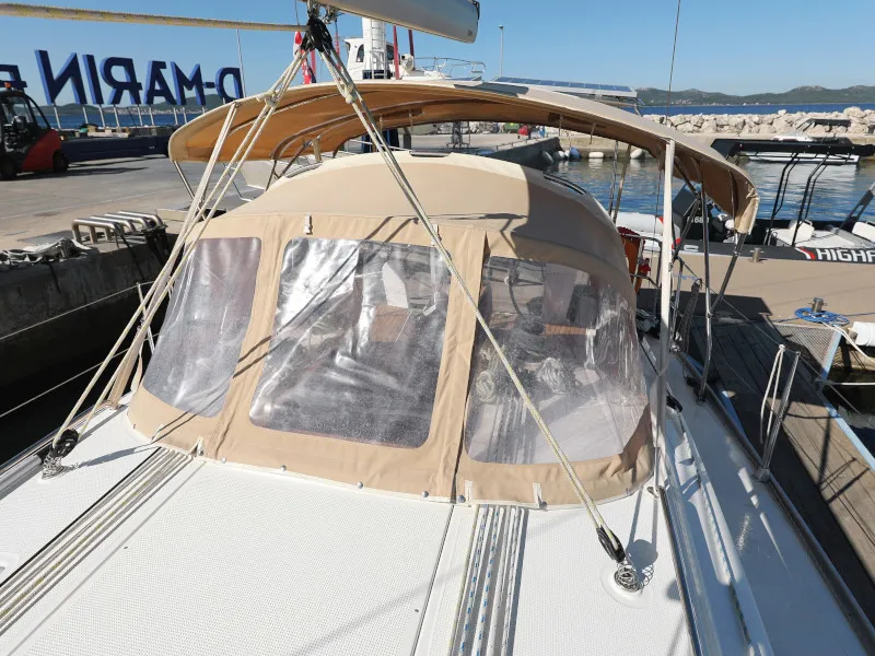 Deck of Lupe, a Bavaria Cruiser 37 sailboat at Zadar, Croatia