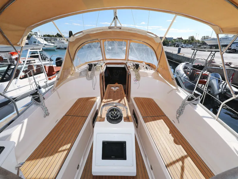 Cockpit of Lupe, a Bavaria Cruiser 37 sailboat at Zadar, Croatia