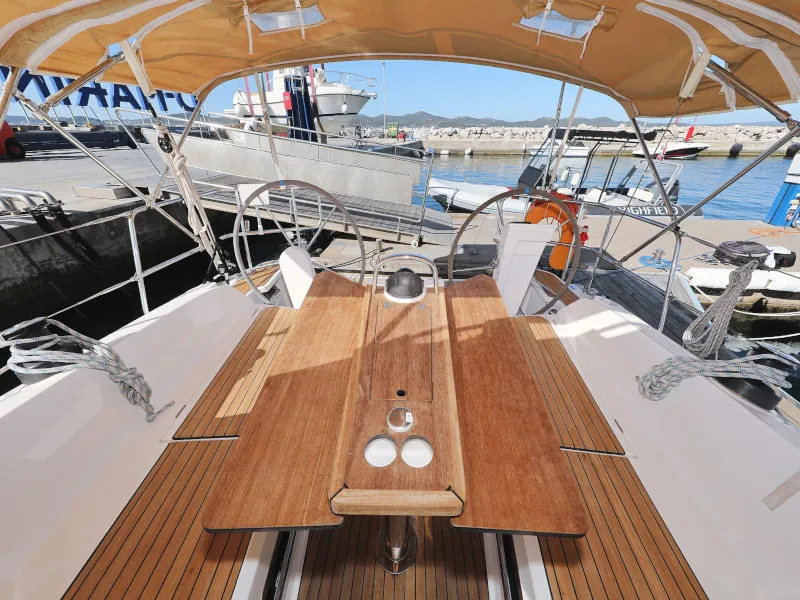 Cockpit of Lupe, a Bavaria Cruiser 37 sailboat at Zadar, Croatia