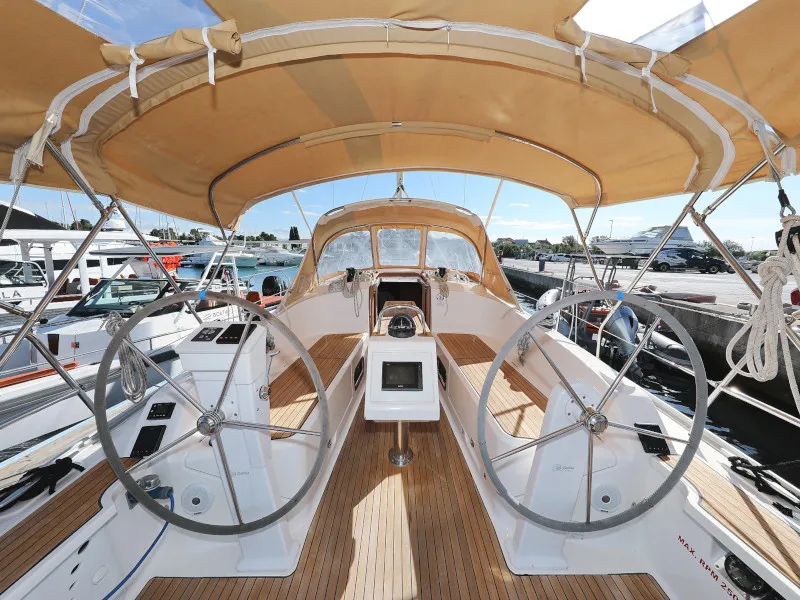 Cockpit of Lupe, a Bavaria Cruiser 37 sailboat at Zadar, Croatia
