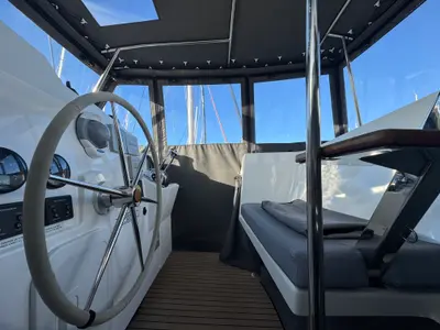 Cockpit of Jumapi, a Fountaine Pajot Isla 40 catamaran at La Rochelle, France