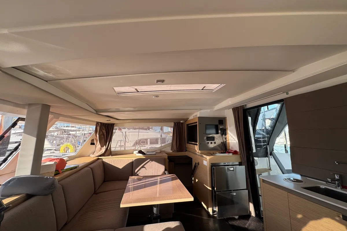 Salon of Jumapi, a Fountaine Pajot Isla 40 catamaran at La Rochelle, France