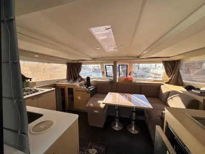 Salon of Jumapi, a Fountaine Pajot Isla 40 catamaran at La Rochelle, France