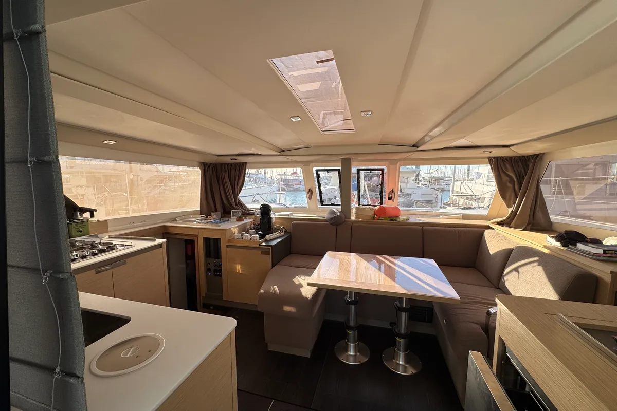 Salon of Jumapi, a Fountaine Pajot Isla 40 catamaran at La Rochelle, France