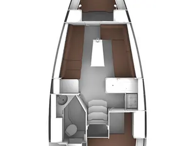 Floor plan of Burin, a Bavaria Cruiser 33 sailboat at Punat, Croatia