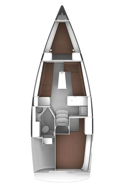 Floor plan of Burin, a Bavaria Cruiser 33 sailboat at Punat, Croatia