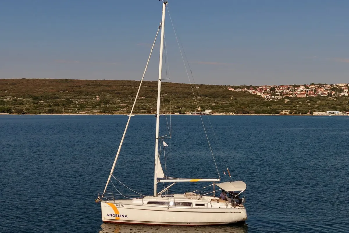 Exterior view of Burin, a Bavaria Cruiser 33 sailboat at Punat, Croatia