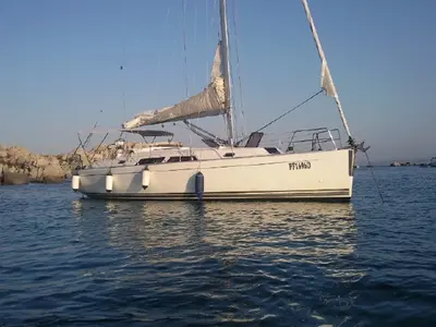 Exterior view of Sventola, a Hanse 370 sailboat at Piombino, Italy