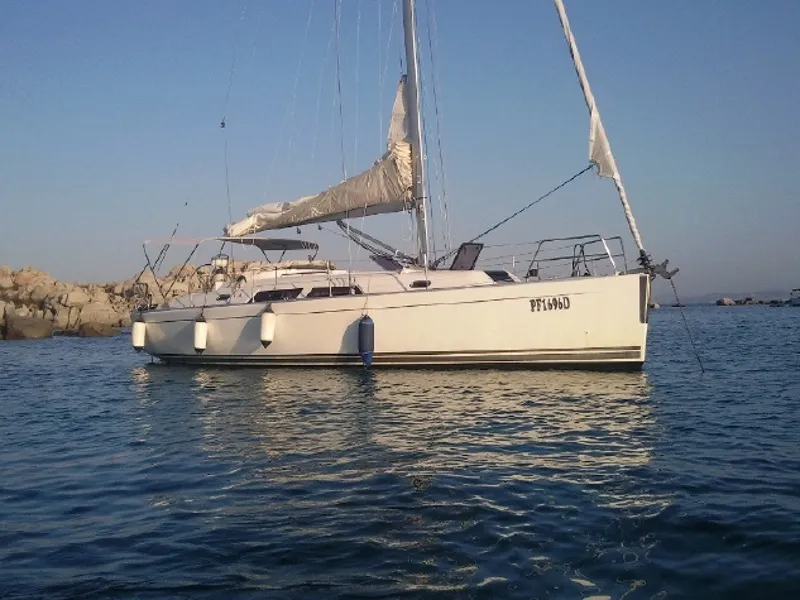 Exterior view of Sventola, a Hanse 370 sailboat at Piombino, Italy