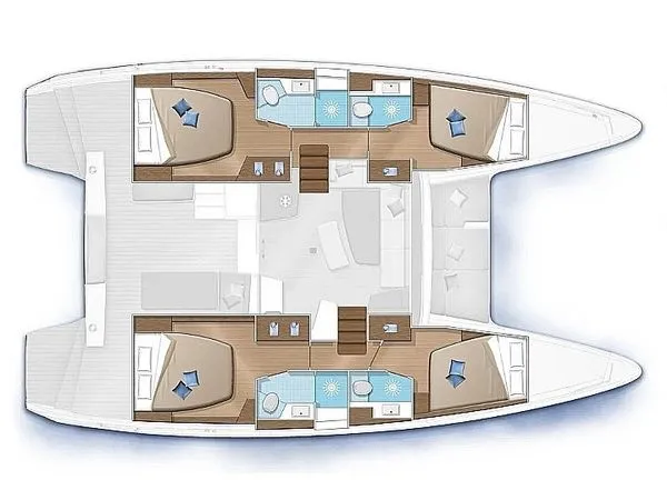 Floor plan of ANGEL, a Lagoon 46 catamaran at Athens, Greece