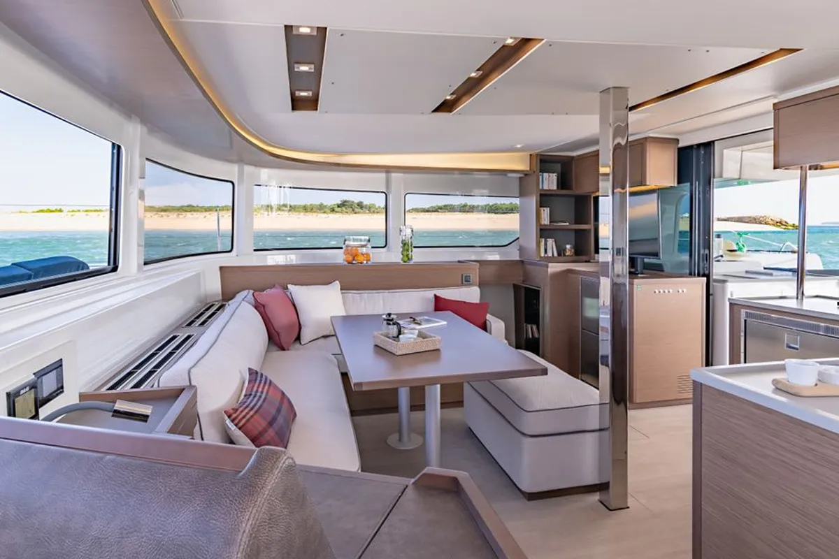 Salon of ANGEL, a Lagoon 46 catamaran at Athens, Greece
