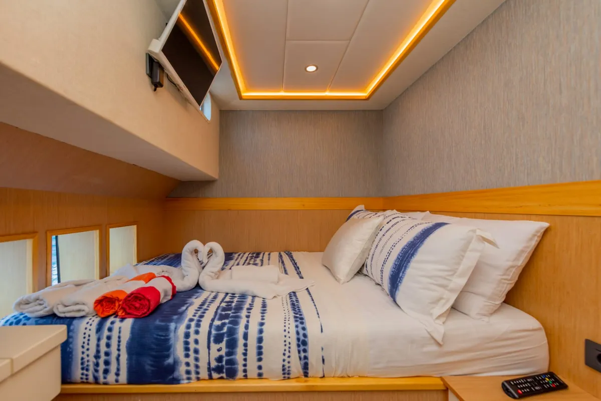 Cabin on Kaan Bey, a Motoryacht motor yacht at Fethiye, Turkey