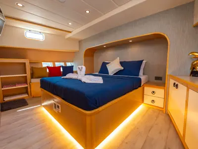 Cabin on Kaan Bey, a Motoryacht motor yacht at Fethiye, Turkey