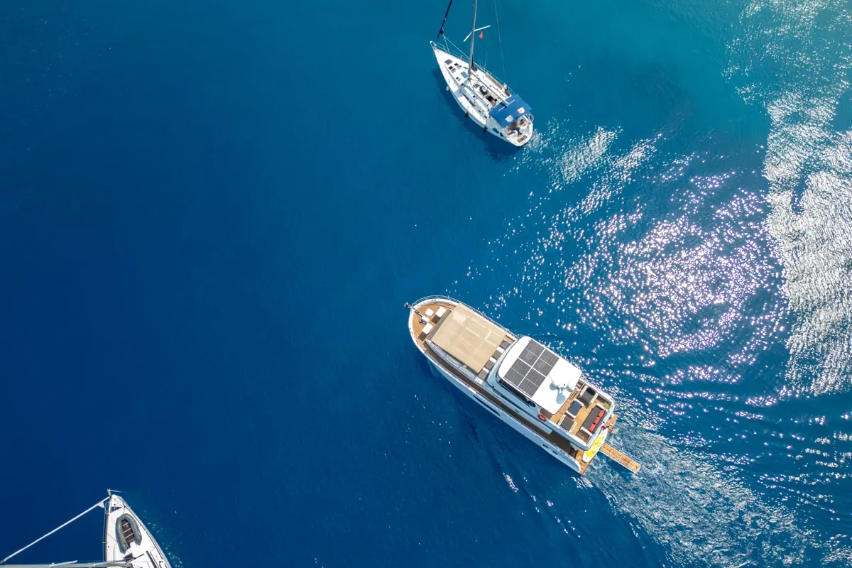 Exterior view of Kaan Bey, a Motoryacht motor yacht at Fethiye, Turkey