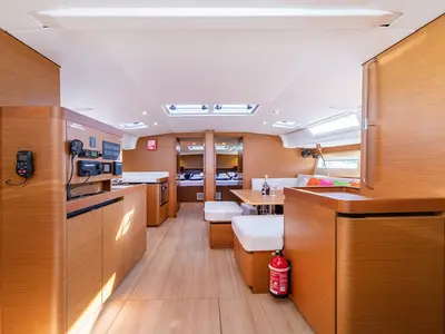 Salon of Freki, a Jeanneau Sun Odyssey 490 sailboat at Primošten, Croatia
