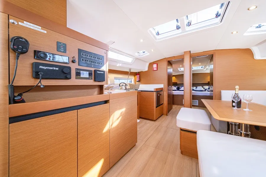Salon of Freki, a Jeanneau Sun Odyssey 490 sailboat at Primošten, Croatia