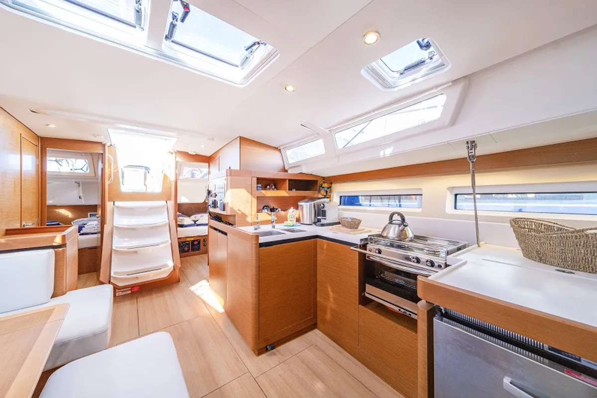Galley of Freki, a Jeanneau Sun Odyssey 490 sailboat at Primošten, Croatia
