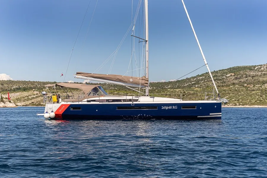 Exterior view of Freki, a Jeanneau Sun Odyssey 490 sailboat at Primošten, Croatia