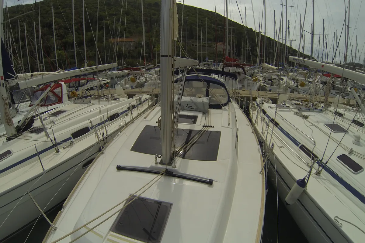 Deck of Gangaro, a Dufour 382 Grand Large sailboat at Općina Medulin, Croatia