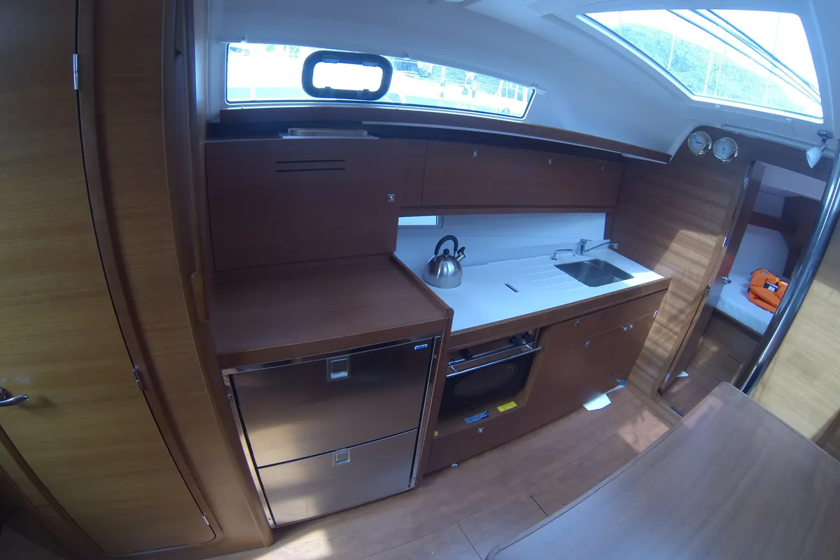Galley of Gangaro, a Dufour 382 Grand Large sailboat at Općina Medulin, Croatia