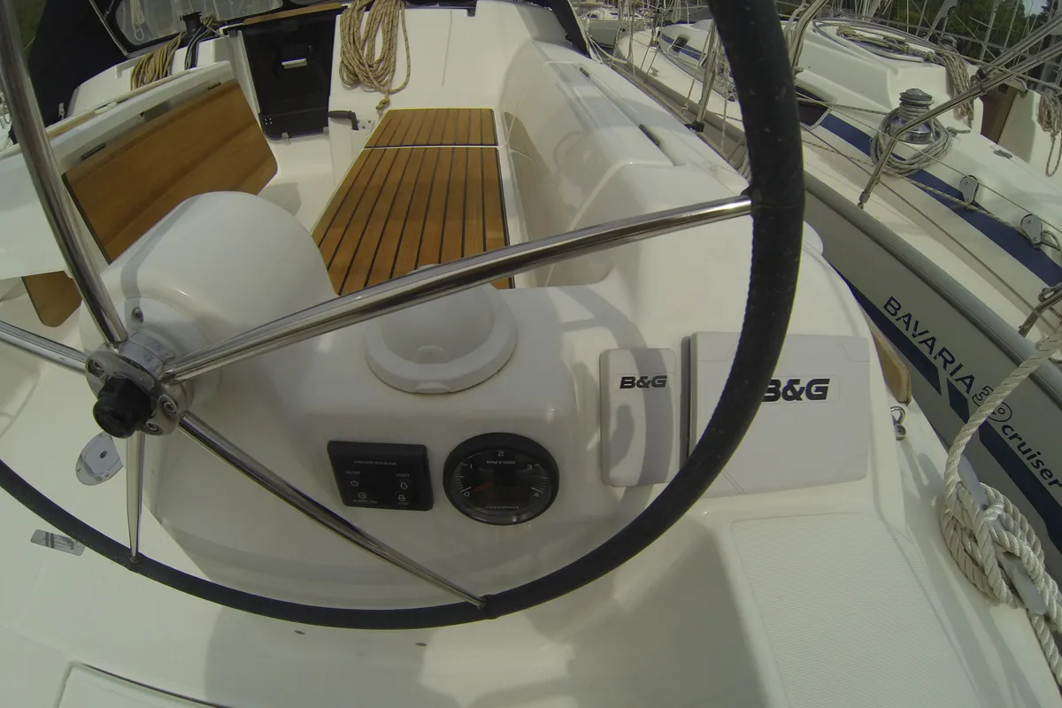 Cockpit of Gangaro, a Dufour 382 Grand Large sailboat at Općina Medulin, Croatia