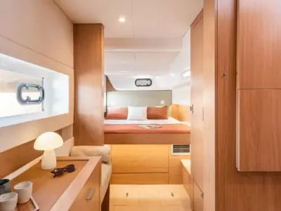 Cabin on Zen Flow, a Bali Catsmart catamaran at Figari/Golfo Aranci, Italy