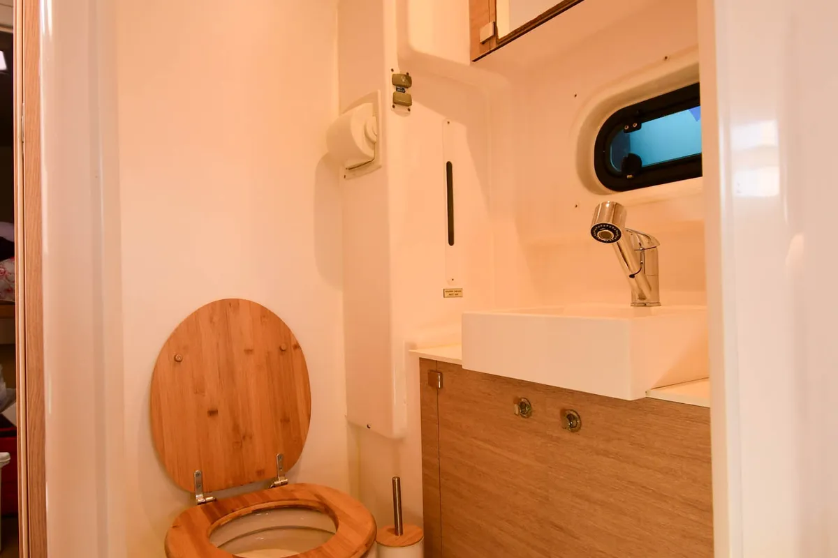 Head on Meaban, a Bali 4.3 catamaran at Municipal Unit of Lefkada, Greece