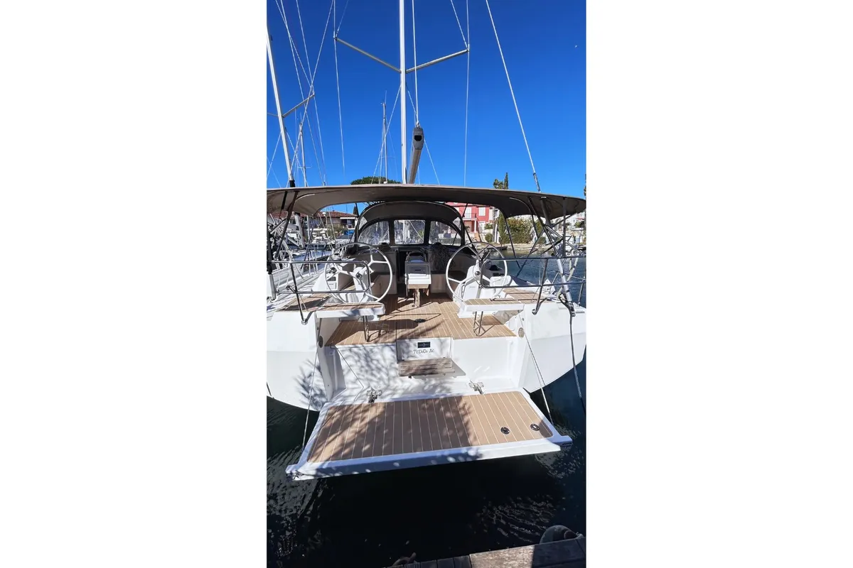 Exterior view of Ti Dodo IV, a Bavaria C42 sailboat at Grimaud, France