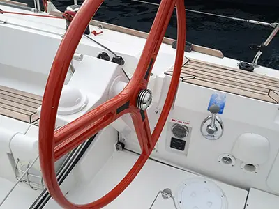 Cockpit of Sierra, a Elan 350 sailboat at Grad Biograd na Moru, Croatia