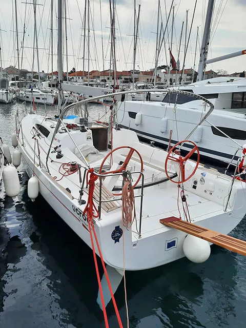 Exterior view of Sierra, a Elan 350 sailboat at Grad Biograd na Moru, Croatia