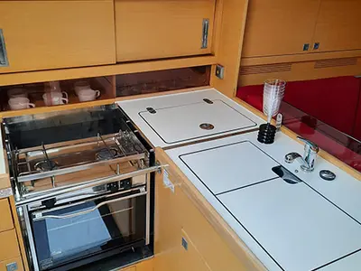 Galley of Sierra, a Elan 350 sailboat at Grad Biograd na Moru, Croatia