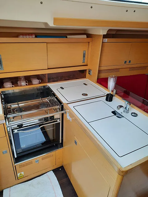 Galley of Sierra, a Elan 350 sailboat at Grad Biograd na Moru, Croatia