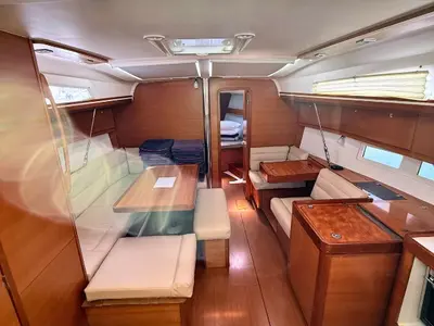 Salon of Freedom, a Dufour 410 Grand Large sailboat at Athens, Greece