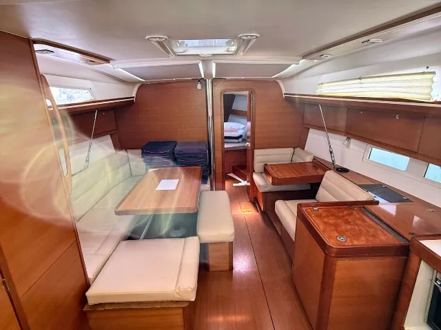 Salon of Freedom, a Dufour 410 Grand Large sailboat at Athens, Greece