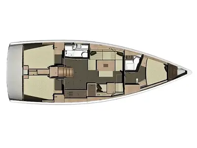 Floor plan of Freedom, a Dufour 410 Grand Large sailboat at Athens, Greece