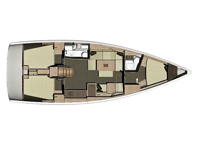 Floor plan of Freedom, a Dufour 410 Grand Large sailboat at Athens, Greece