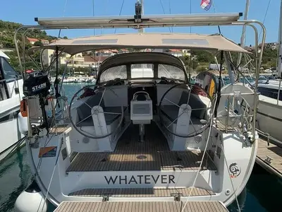 Cockpit of WHATEVER, a Bavaria Cruiser 41 sailboat at Sukošan, Croatia