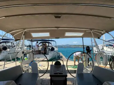 Deck of WHATEVER, a Bavaria Cruiser 41 sailboat at Sukošan, Croatia