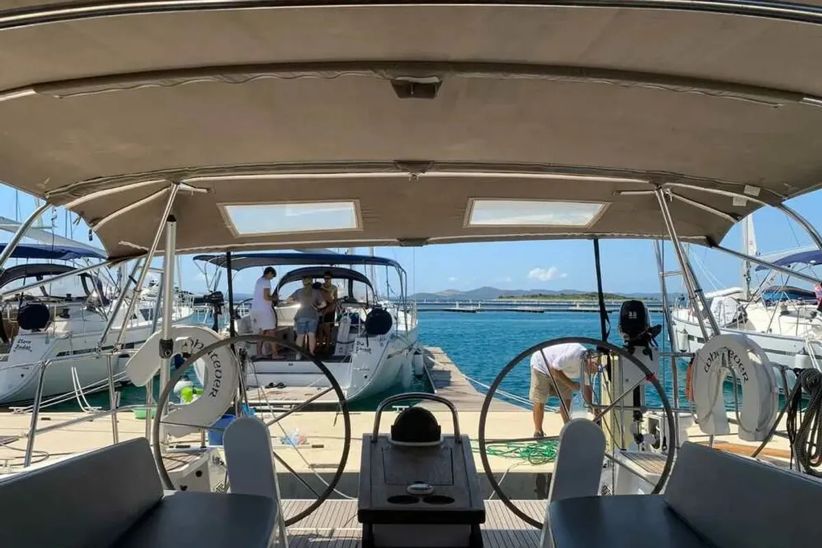 Deck of WHATEVER, a Bavaria Cruiser 41 sailboat at Sukošan, Croatia