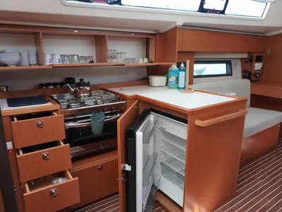 Galley of Alara 3, a Bavaria C42 sailboat at Fethiye, Turkey