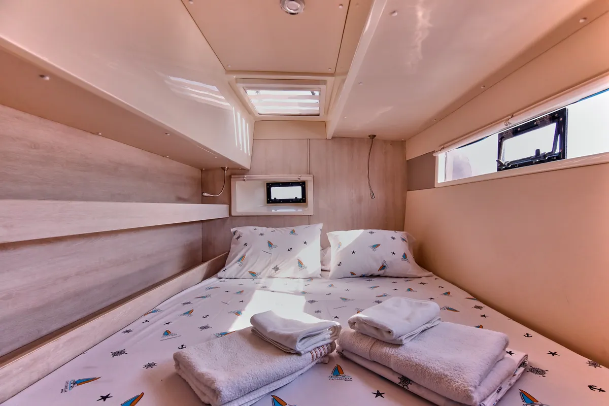 Cabin on Panda Joy, a Leopard 40 catamaran at Fethiye, Turkey