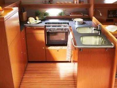Galley of Lady Rose, a Bavaria 51 Cruiser sailboat at Termoli, Italy