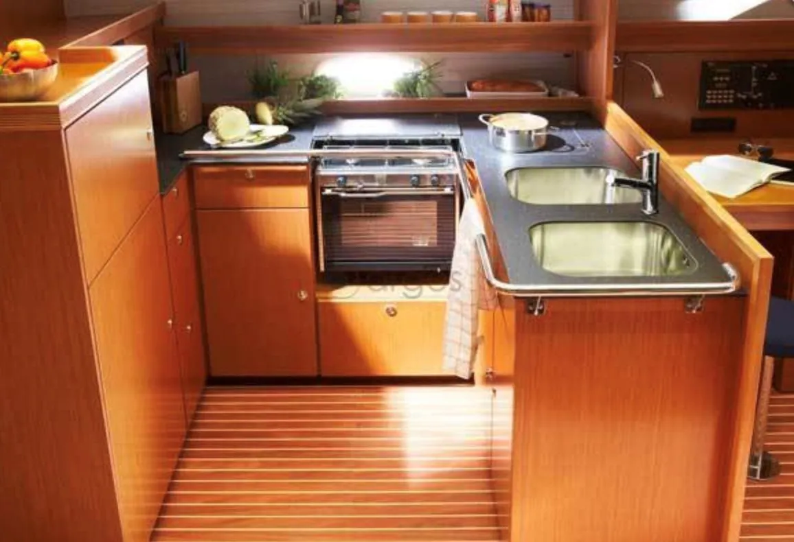 Galley of Lady Rose, a Bavaria 51 Cruiser sailboat at Termoli, Italy