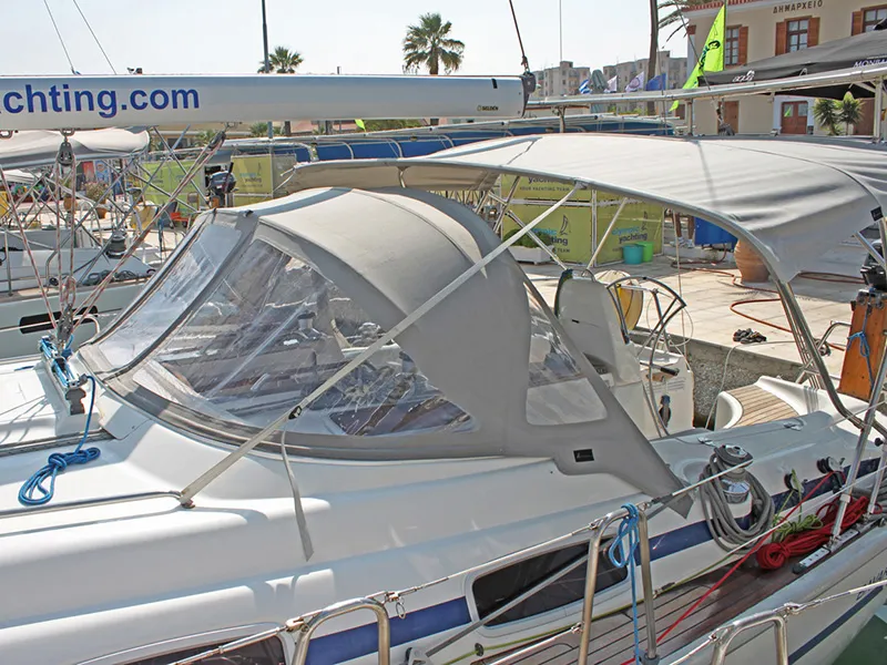 Exterior view of Ira, a Bavaria 39 Cruiser sailboat at Lavreotiki Municipal Unit, Greece