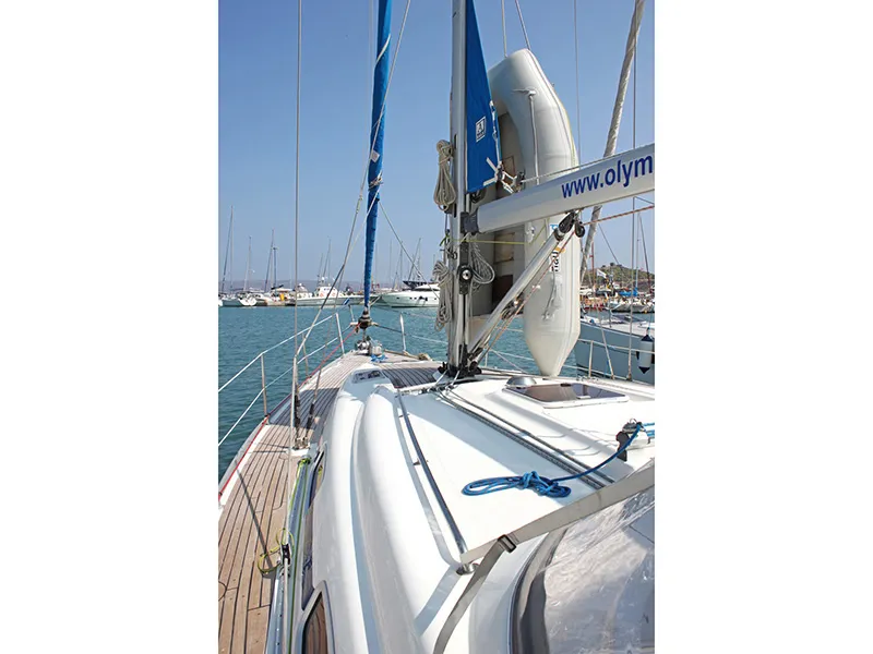 Deck of Ira, a Bavaria 39 Cruiser sailboat at Lavreotiki Municipal Unit, Greece