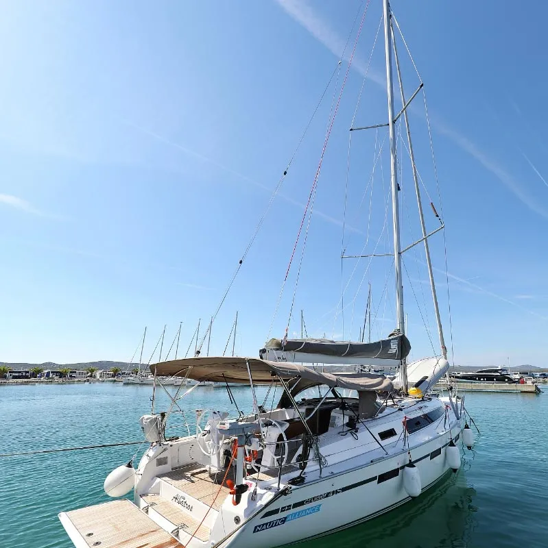 Exterior view of Albatros, a Bavaria Cruiser 41S sailboat at Murter, Croatia
