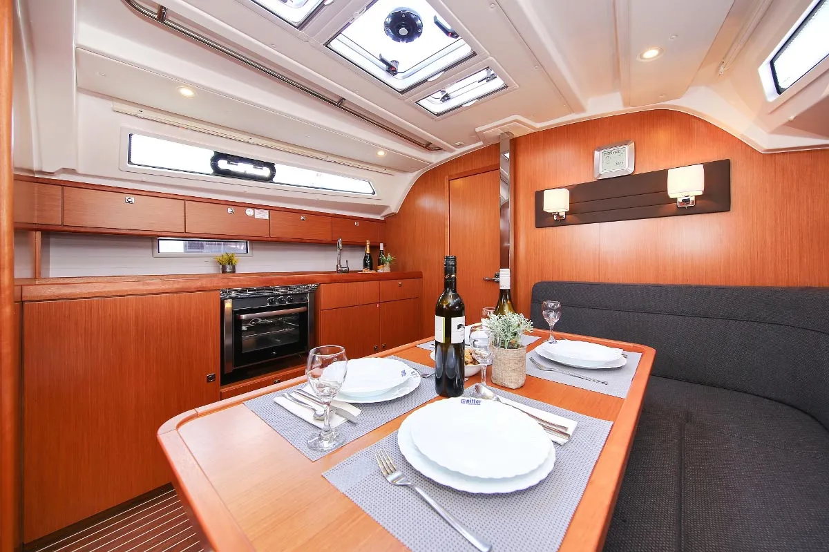 Salon of Albatros, a Bavaria Cruiser 41S sailboat at Murter, Croatia